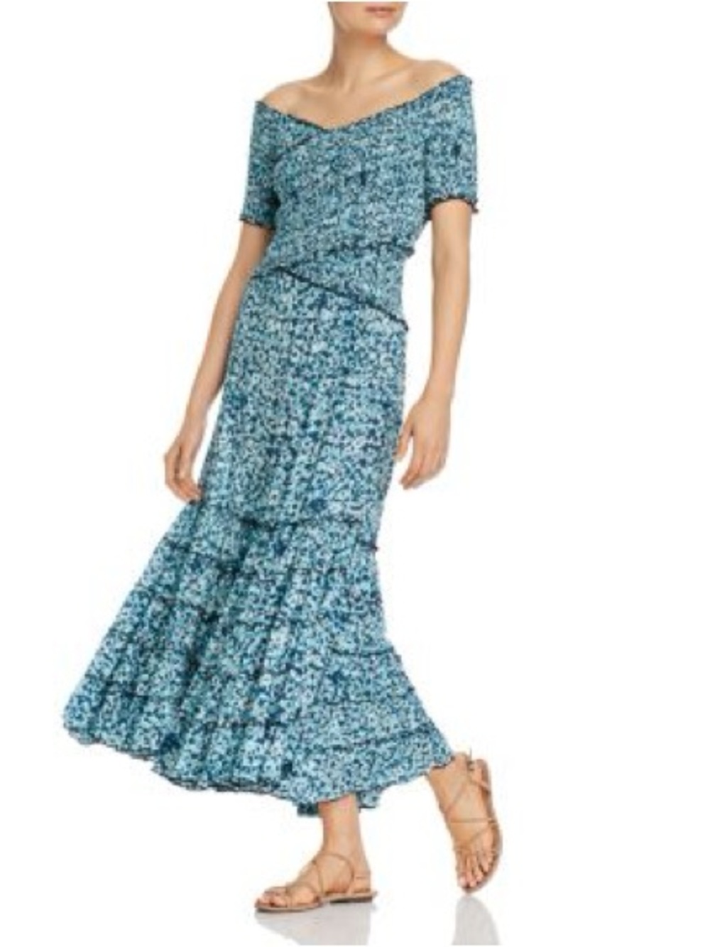 Poupette St Barth Soledad Blue Floral Maxi Dress